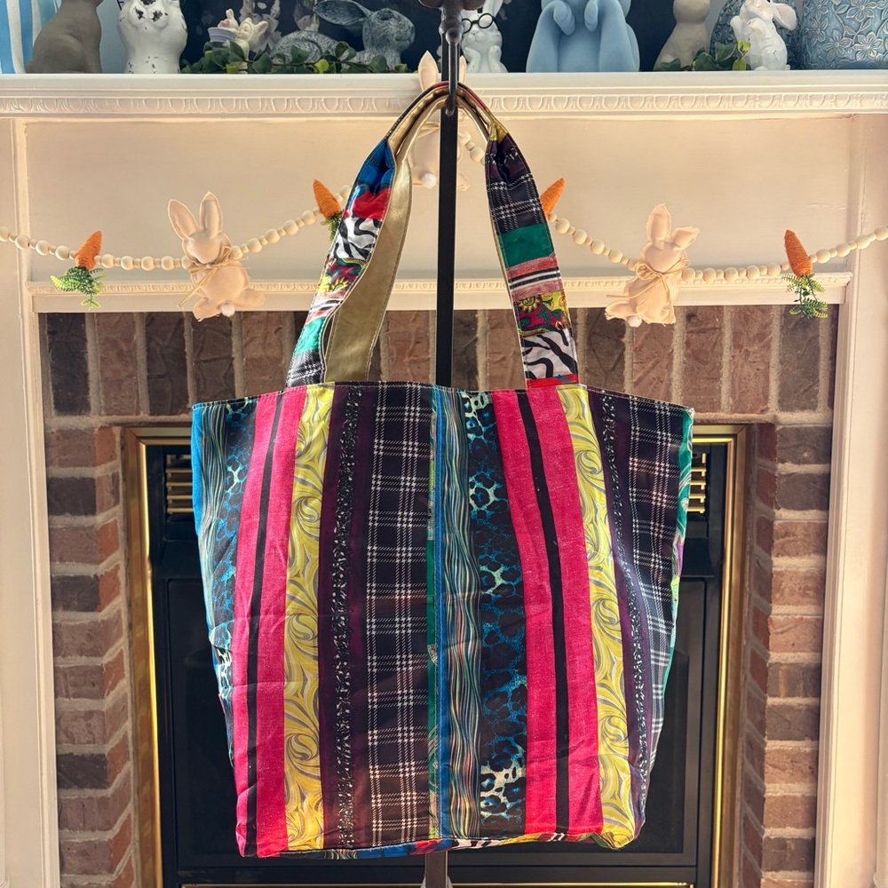 Sarah Jessica Parker Gold Multicolor Reversible Large Tote Bag BOHO